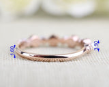 Vintage Rose Bud Ring White Fresh Pearl Solid 14k Rose, Yellow Gold Wedding Band