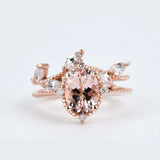 Moranite & white sapphire engagement ring set rose gold white diamond ring ring and band set