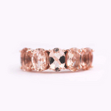 5 oval Pink Morganite Engagement ring 14k solid  rose gold wedding band