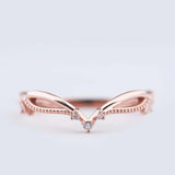 Lovely Tiara style milgrain wedding band diamond rose gold yellow gold white gold matching band