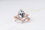Gorgeous Aquamarine Engagement ring Ivy leaf wedding band set Aquamarine Bridal set rose gold yellow gold white gold white diamond