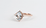 Vintage Aquamarine Engagement ring 1.3 ct oval Aquamarine, white diamond , rose gold yellow gold engagement ring