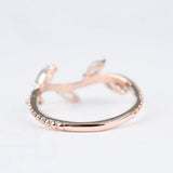 Aquamarine laurel leaves wedding band rose gold yellow gold ivy leaf ring
