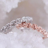 Rose bud band ring blossom solid rose gold yellow gold wedding band ring