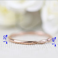 Minimalist Solid Gold Ring,Milgrain on Twist wire Delicate Wedding Band
