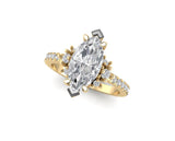 Custom Order Marquise White Moissanite Ring 14K Yellow Gold White Diamond Engagment Ring