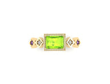Custom Design Art Deco Peridot Engagement Ring Solid 14k Gold Daily Ring