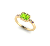 Custom Design Art Deco Peridot Engagement Ring Solid 14k Gold Daily Ring
