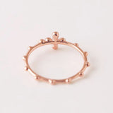 Mil grain Cross Rosary Ring, Solid 14k Rose, Yellow Gold Ring