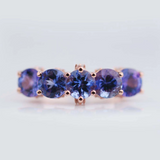 Fantastic blue berry Tanzanite engagement ring Natural 5mm round Tananite & white diamond setting bride ring