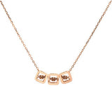 3 rope square Cognac Dancing Diamond 14k rose gold necklace