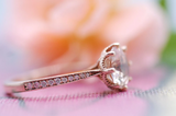 Classical Beauty 7mm Round pink Morganite Engagement ring rose gold white diamond shank ring