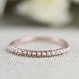1.3 mm Cutie Fresh Seed Pearls Solid 10K, 14k Gold Daily Stocking Ring , Vintage Wedding Band