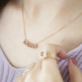 3 rope square Cognac Dancing Diamond 14k rose gold necklace