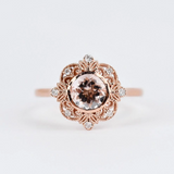 Floral Engagement Ring Stunning plain shank pink morganite & white diamond rose gold engagement ring
