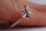Classical Beauty 7mm Round pink Morganite Engagement ring rose gold white diamond shank ring