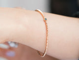 Geometric Piramit Link Chain Blue Diamond Point Solid 14k Rose Gold Bracelet
