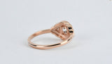 Antique Style Cognac Diamond Engagement Ring solid 14k rose gold white diamond halo ring