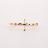 Cross Rosary Ring, White Chrystal 14k Solid Rose gold Daily Rosary Ring