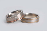 Hand made two tones milgrain men's wedding band Brushed finish solid white gold with yellow gold ring