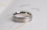Hand made men's wedding band Brushed finish 14k solid white gold ring