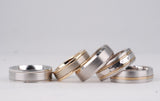 Hand made millgrain men's wedding band Brushed finish white gold yellow gold rose gold ring
