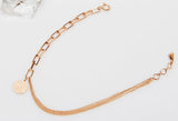 Art Deco Link and chain , Vintage Coin Charm Bracelet, 14k Solid Rose Gold Daily Bracelet