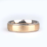 Handmade Milgrarain Eternity wedding band for man solid yellow and white gold