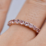Copy of Peach Pink Round Morganite 14k Solid Rose Gold Wedding Band