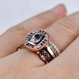 Vintage Light Gray Sapphire Engagement Ring Multi Diamond Halo Mil Grain 14k Rose gold Ring