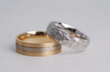 Handmade Hammering Textured Wedding Band Vintage Solid gold Men'`s  Ring