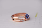 Blue berry Natural Tanzanite Engagement ring white diamond rose gold engagement ring