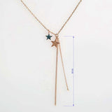 Bohemian Duo Star Charm Necklace, 14k rose gold blue diamond  Daily Necklace