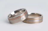 Hand made two tones milgrain men's wedding band Brushed finish solid white gold with yellow gold ring