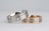 Vintage men's wedding band solid gold, diamond setting, 7 mm gentleman's ring