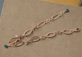 Vintage Links with Snow Flack Charms Bracelet, 14k Solid Rose Gold Diamond Charms Daily Bracelet
