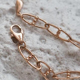 Art Deco links, Multi Brown Oval link Point Vintage 14k Solid rose gold Bracelet
