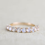 3mm Rainbow Moon Stone ring 14k gold Vintage wedding band