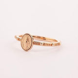 Virgin Mary Rosary ring, Solid 10K, 14K rose gold ring