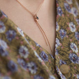 Bohemian Duo Star Charm Necklace, 14k rose gold blue diamond  Daily Necklace