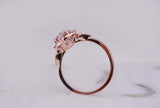 art deco floral vintage Engagement ring  6.5mm round pink morganite 14k solid rose gold ring