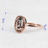 Vintage Light Gray Sapphire Engagement Ring Multi Diamond Halo Mil Grain 14k Rose gold Ring