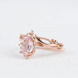 Beautiful Baby Pink Sapphire Vintage Engagement ring 1.2 ct oval sapphire ,white diamond , solid 14k rose gold ring