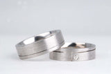 Vintage men's wedding band solid gold, diamond setting, 7 mm gentleman's ring