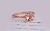 Classical Beauty 7mm Round pink Morganite Engagement ring rose gold white diamond shank ring