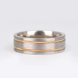 Hand made two tones milgrain men's wedding band Brushed finish solid white gold with yellow gold ring