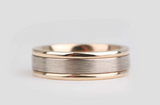 Vintage, Handmade Men's wedding band solid white & yellow gold band ring