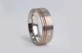 Hand made men's wedding band Two tones, white diamond setting Brushed finish white gold yellow gold rose gold ring