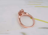 Art Deco style, Antique peach-pink Round morganite Hexagon engagement ring