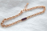 14k Solid Gold link Chain Purple Diamond Daily Bracelet
